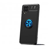 Galaxy M12 Kılıf Zore Ravel Yüzüklü Magnetic Standlı Silikon Kapak - 1