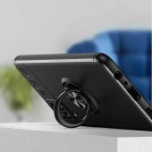 Galaxy M12 Kılıf Zore Ravel Yüzüklü Magnetic Standlı Silikon Kapak - 9