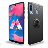 Samsung Galaxy A20S Kılıf Ravel Yüzüklü Magnetic Standlı Silikon Kapak - 1