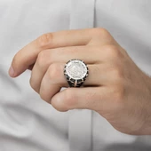 Mührü Süleyman İşleme 925 Gümüş Erkek Yüzük - 3