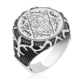 Mührü Süleyman İşleme 925 Gümüş Erkek Yüzük - 2