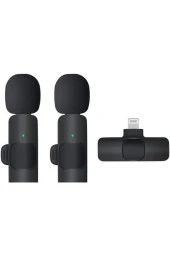 2 Adet Kablosuz Yaka Mikrofonu Lightning 2'li Mini Mikrofon K9 - 2