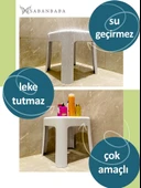 Saban Tabure Sağlam Plastik Kırılmaya Dayanıklı Bahçe, Balkon ,Banyo Beyaz - 7
