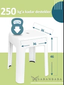 Saban Tabure Sağlam Plastik Kırılmaya Dayanıklı Bahçe, Balkon ,Banyo Beyaz - 6