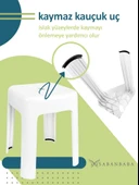 Saban Tabure Sağlam Plastik Kırılmaya Dayanıklı Bahçe, Balkon ,Banyo Beyaz - 5