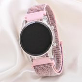 Pembe Renk Çelik Dijital Cırtlı Kanvas Kordon Led Kadın Kol Saati ST-304177 - 2