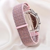 Pembe Renk Çelik Dijital Cırtlı Kanvas Kordon Led Kadın Kol Saati ST-304177 - 3