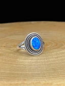 925 Ayar Gümüş El Üretim Otantik Doğal Oval Opal Taş Yüzük thumbnail 3