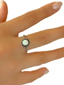 925 Gümüş El Üretimi Otantik Minimal Doğal Beyaz Opal Taş Yüzük - 2