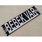 DEKOR PLAKA - BEBEK VAR YAZISI BEYAZ (27x8cm) vantuzlu Keçe Süs (Dekor Levha) ARABADA BEBEK VAR - 1