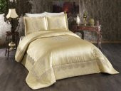 Albeno Nakışlı Kadife Çift Kişilik Yatak Örtüsü Cappucino thumbnail 1