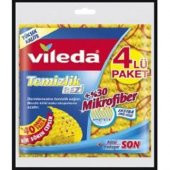 Vileda VİLEDA  30 MİKROFİBER TIRTIKLI TEMZİLİK BEZİ 4 LÜ PAKET İÇİ - 1