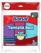 Banat BANAT  100 MİKROFİBER RENKLİ TEMİZLİK BEZİ 3 LÜ PAKET İÇİ - 1