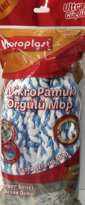 VİORAPLAST VİORAPLAST MİKROPAMUK ÖRGÜLÜ MOP YEDEK MAVİ BEYAZ - 1