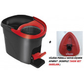 Vileda VİLEDA TURBO PEDALLI TEK KOVA (TAKIM DEĞİL) + ÜÇGEN APARAT - 1