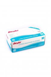 Beybi (3 PAKET) Beybi Latex Pudralı Muayene Eldiveni Lateks 100lü (M) Medium - 1