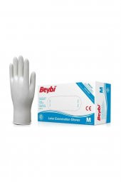 Beybi (3 PAKET) Beybi Latex Pudralı Muayene Eldiveni Lateks 100lü (M) Medium - 2