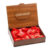 Sevdiklerinize Özel Ahşap Hediye Kutusunda 40 Adet Napoliten Çikolata ( Canım Babam Yazılı ) - 1