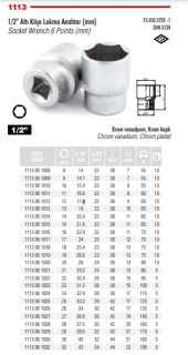 İZELTAŞ 12 MM 1/2 ALTI KÖŞELİ LOKMA ANAHTAR 1113 06 1012 - 1