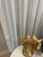 Anisa Model Modern Sakallı İpli 1/2,5 Pile Tül Perde  Ekru 500 x 250 - 2