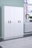 ABETE 4 Kapılı Gardırop (ELBİSE DOLABI-YÜKLÜK-KİLER) / Beyaz - 1
