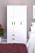 ABETE  3 Kapılı 2 Çekmeceli Gardırop(Elbise Dolabı-Yüklük) / Beyaz - 2