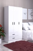 ABETE  3 Kapılı 2 Çekmeceli Gardırop(Elbise Dolabı-Yüklük) / Beyaz - 1