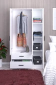 ABETE  3 Kapılı 2 Çekmeceli Gardırop(Elbise Dolabı-Yüklük) / Beyaz - 3