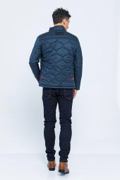 Erkek Dik Yaka Fermuarlı Düğmeli Kapütone Kışlık Şişme Kısa Mont - 12