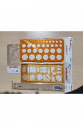Cetvel 30 Cm, Geometrik Şablon Cetveli 24 Cm, Daire Şablonu Büyük 24 Cm, Gönye 11 Cm - 1