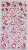 Taş Sticker Açık Pembe Kalpler Yapışkanlı Saç , Yüz Ve Tırnak Taşı Işıltılı Parlak - 1
