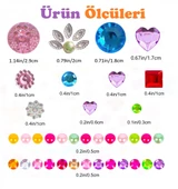 Taş Sticker Renkli Desenli Kalpler Yapışkanlı Saç , Yüz Ve Tırnak Taşı Işıltılı Parlak - 3