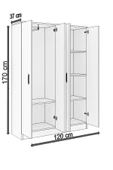 ABETE 4 Kapılı Gardırop (ELBİSE DOLABI-YÜKLÜK-KİLER) / Atlantik Çam-beyaz - 4