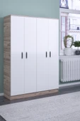 ABETE 4 Kapılı Gardırop (ELBİSE DOLABI-YÜKLÜK-KİLER) / Atlantik Çam-beyaz - 1