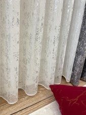 AdenBrian Model Modern Varaklı 1/2,5 Pile Tül Perde  Gümüş 500 x 260 - 1