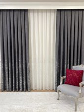 AdenBrian Model Modern Varaklı 1/2,5 Pile Tül Perde  Gümüş 500 x 260 - 3