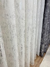 AdenBrian Model Modern Varaklı 1/2,5 Pile Tül Perde  Gümüş 500 x 260 - 4