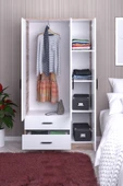 ABETE MOBİLYA 3 Kapılı 2 Çekmeceli Gardırop (ELBİSE DOLABI-YÜKLÜK) / Atlantik Çam-beyaz - 3