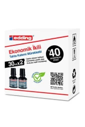 Edding Tahta Kalem Mürekkebi Damlalıklı 30 ML Siyah 2 Li Beyaz Tahta Kalem Mürekkebi - 2