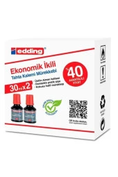 Edding Tahta Kalem Mürekkebi Damlalıklı 30 ML Kırmızı 2 Li Beyaz Tahta Kalem Mürekkebi - 2
