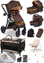 Ekonomi Paket 10 İn 1 Baby Home 985 Travel Sistem Bebek Arabası 560 Oyun Parkı Yatak Beşik 1450 Mama Sandalyesi - 1