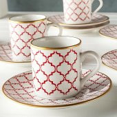 Regna Home Harmony Luna Kırmızı 6 Kişilik Kahve Fincan Takımı (HBF-12-KFT-LUN-K ) - 1