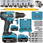 Mager Xr Matkap Metal Şanzuman 58 Watt Çift Akülü 24 Parça Set Şarjlı Vidalama - 1