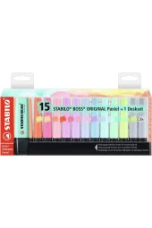 Stabilo Fosforlu Kalem Boss Original 2-5 Mm Kesik Uç Pastel 15 Renk İşaretleme Kalemi - 1