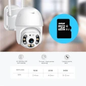 2.0 Mp Hd Lens İç Dış Mekan Suya Danıklı Ip Wifi Network Güvenlik Kamerası 32 Gb Hafıza Kartlı - 7