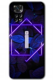 Redmi Note 11 5G Global Kılıf HD Desen Baskılı Arka Kapak - Dark Neon Yaprak İ Harfi - 1