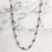 925 Ayar Gümüş 60 cm Baklava Telkâri Zincir Kolye thumbnail 5