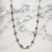 925 Ayar Gümüş 60 cm Baklava Telkâri Zincir Kolye - 1