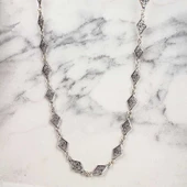 925 Ayar Gümüş 60 cm Baklava Telkâri Zincir Kolye thumbnail 3