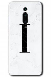 Xiaomi Mi 9T Kılıf HD Desen Baskılı Arka Kapak - Beyaz Mermer Desenli I Harfi - 1
